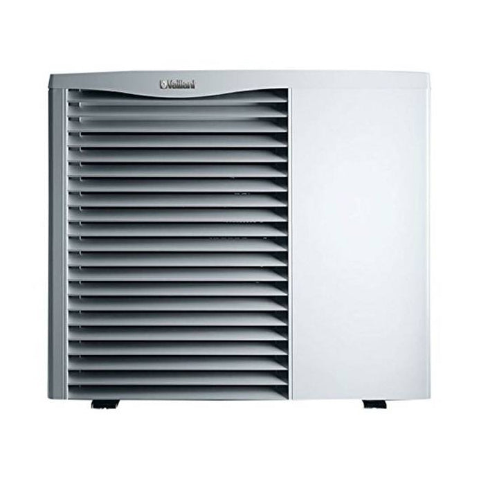 Krachtige Vaillant aroTHERM 8 kW warmtepomp met monobloc gasontwerp en energieklasse A++A+ in wit en grijs.