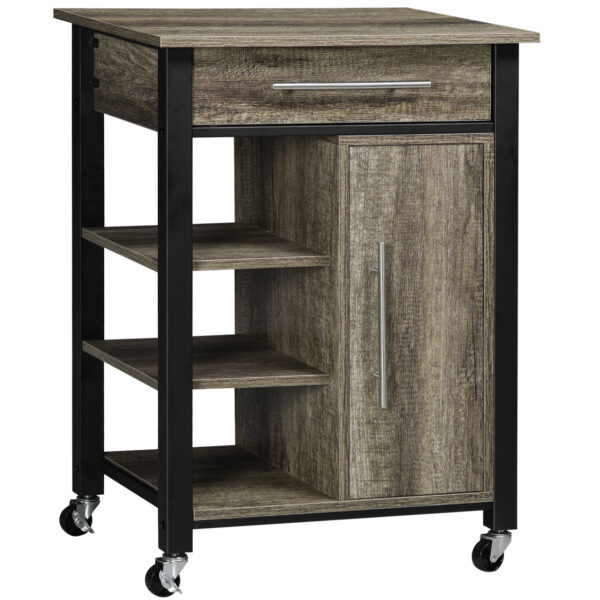 EasyComfort mobiele keukendrager met wielen, hout met wielen, 60x50x84,5 cm, bruin