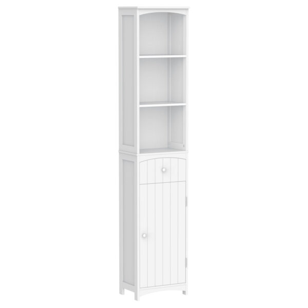 Easycomfort Kolommeubel Badkamer Ruimtebesparend in MDF Wit, Multifunctionele Badkamerkast voor Kamer met 3 Ribben 34x24x170cm