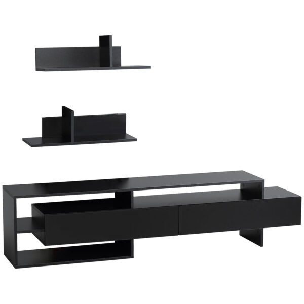 Easycomfort Mobiele TV-deur Modern met 2 Houten Menu's, Open Behang en Garderobekast, Zwart