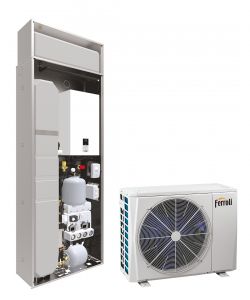 Omkeerbare lucht/water Inverter warmtepomp Ferroli OMNIA S IN 3.2 04 R-32 met bediening - Split installatie.