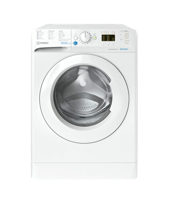 Wasmachine Indesit Frontlader BWA 71083X W IT 7 kg Klasse D (A84,5 x L59,5 x P57,5) 1000 draaibare motor Inverter Automatische reiniging