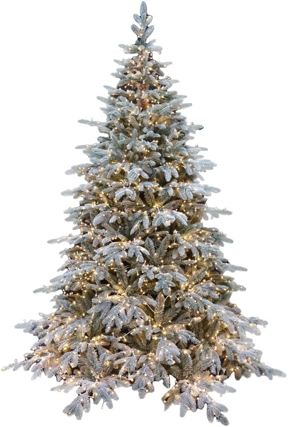 Le Stelle Kerstboom met besneeuwde groene Pino-sterren H 180 cm x L 130 cm Super Folto Real-Touch-effect met 2000 daadwerkelijke led-lampjes en een kussenvormig kruis van ijzer