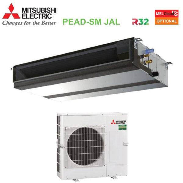 Mitsubishi Electric kanaal-airconditioner kanaal-omvormer medium opvoerhoogte 48.000 Btu PEAD-SM140JAL + PUZ-SM140YKA driefase R-32 wifi optioneel